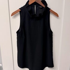 J. Crew Black Ruffle Neck Sleeveless Top Blouse - Small S
